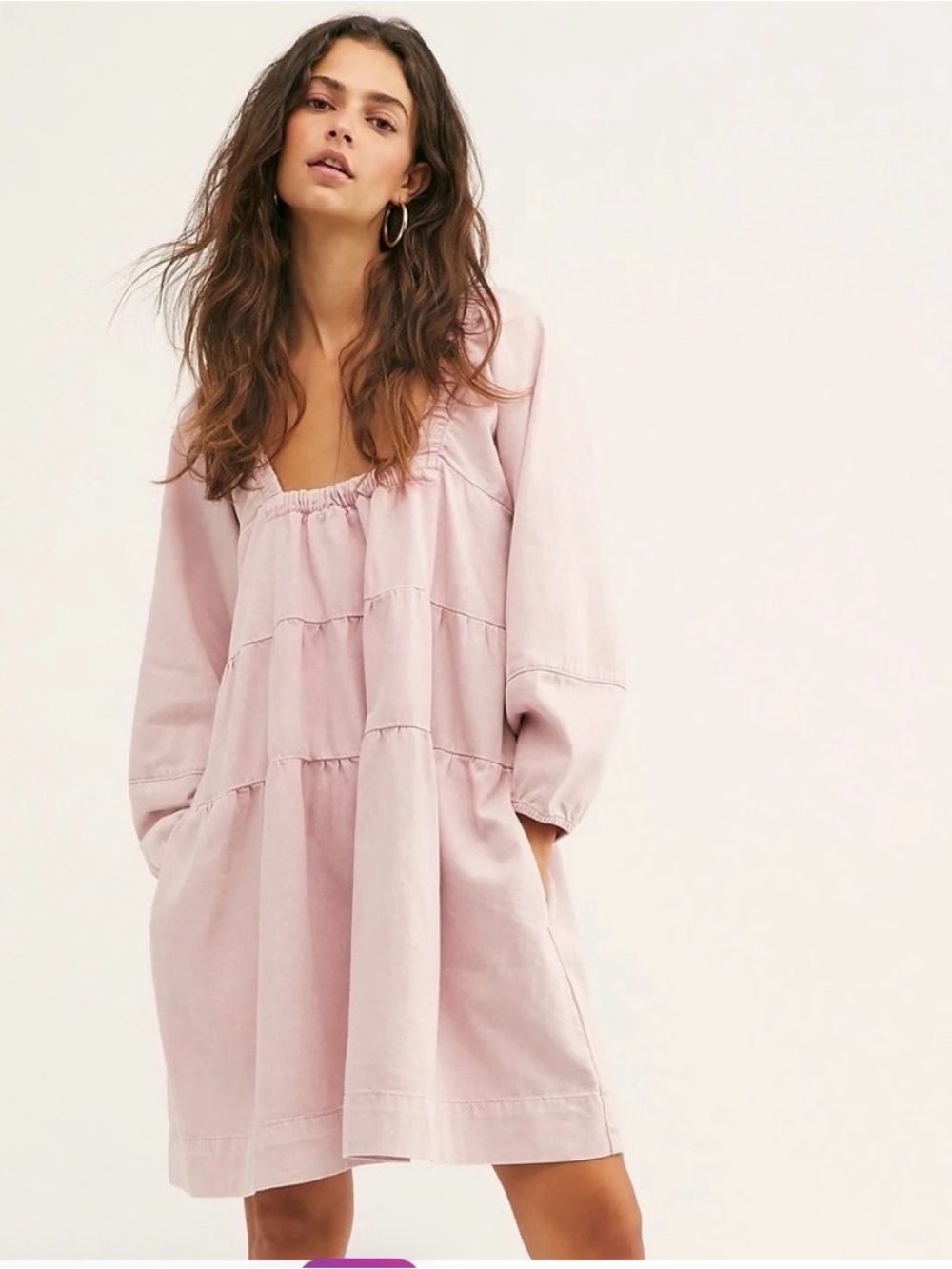 Free People Lou Jean Babydoll pink cotton Dress medium